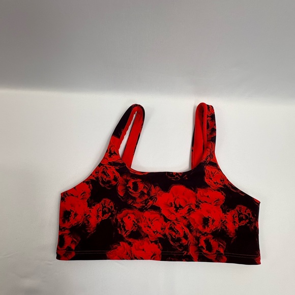 ALO Yoga Red Floral Sports Bra - Picture 1 of 7